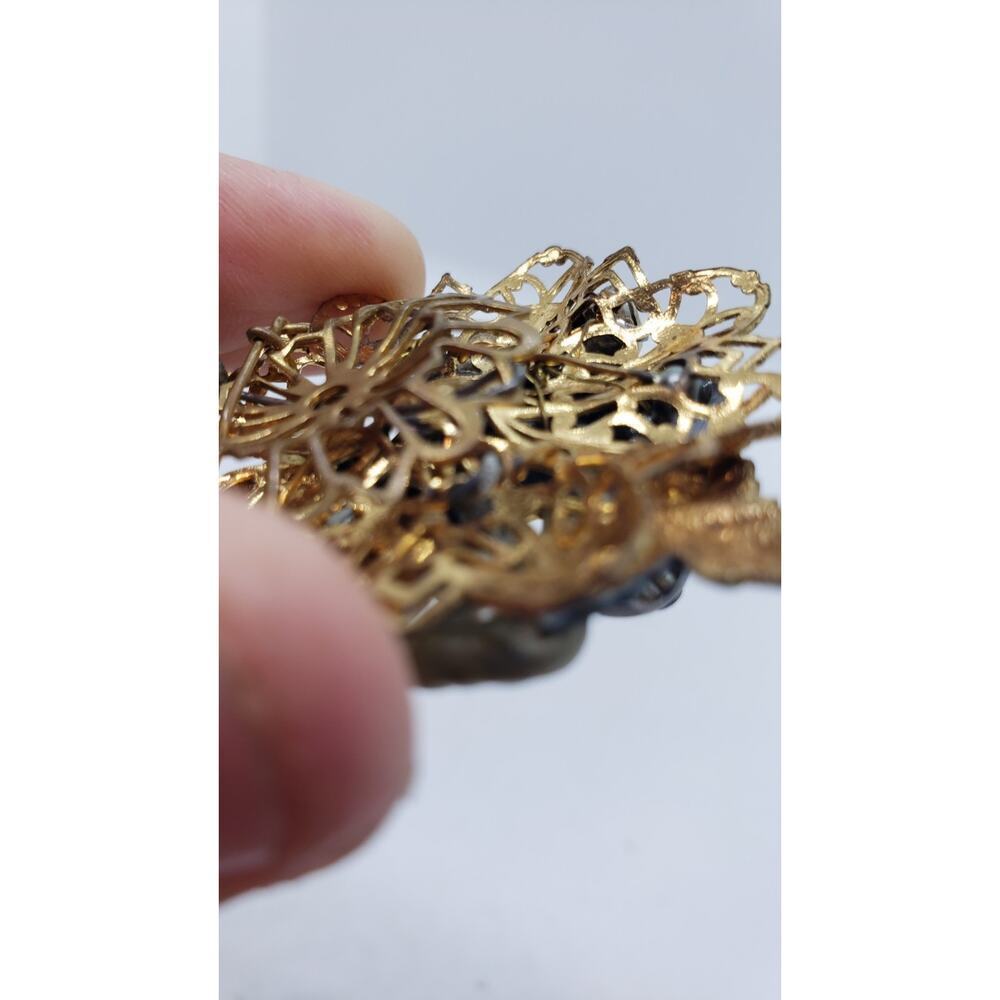 Vintage Bracelet Wrap Around Glass Bead Rhinestone Filigree Haskell Style 1950s - Picture 9 of 12